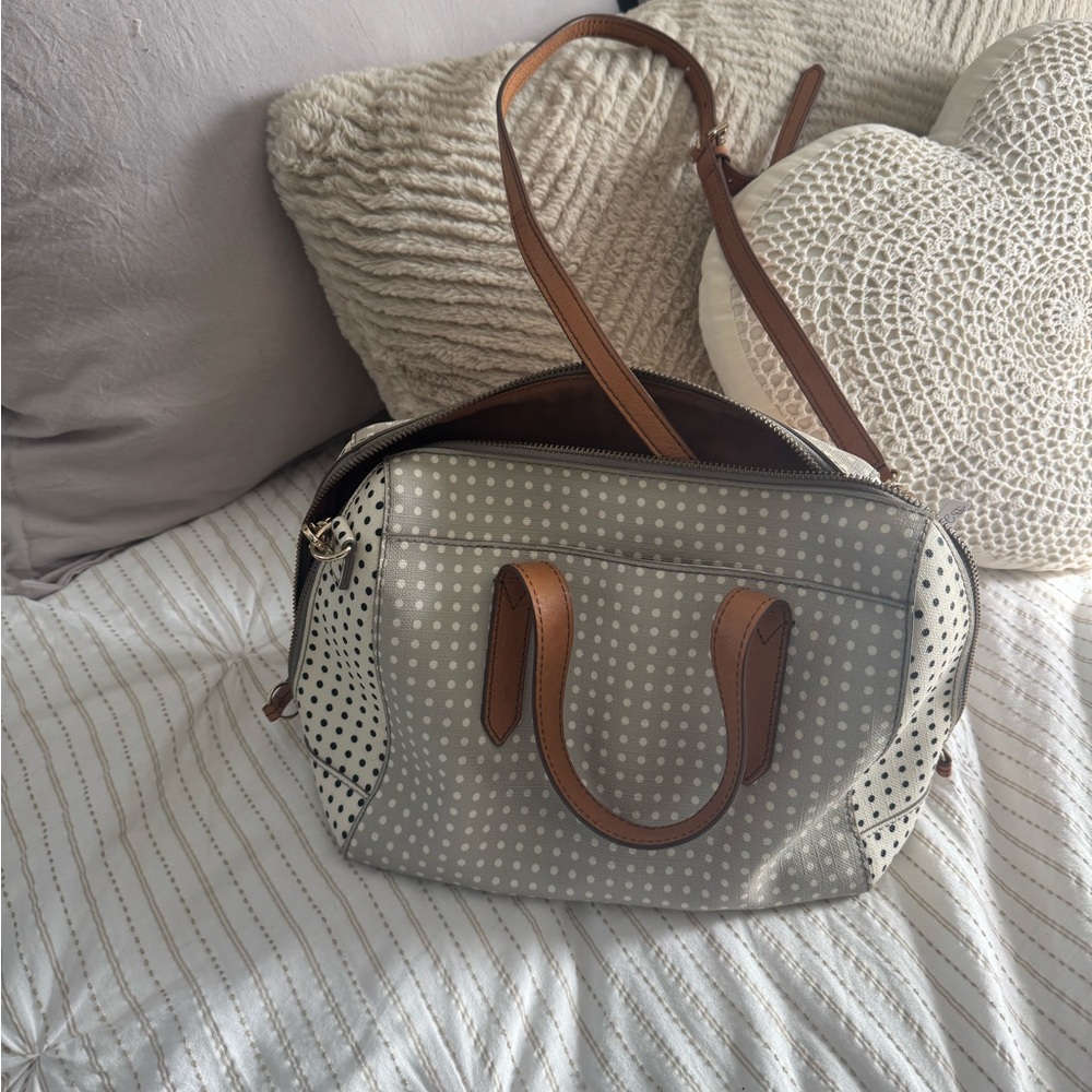 Fossil Sydney Satchel Polka Dot Handbag